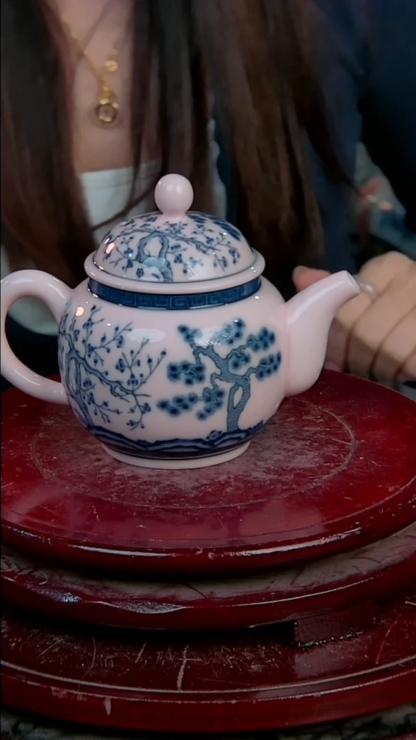 摆件陶景德镇陶瓷摆件稀土岁寒三友壶