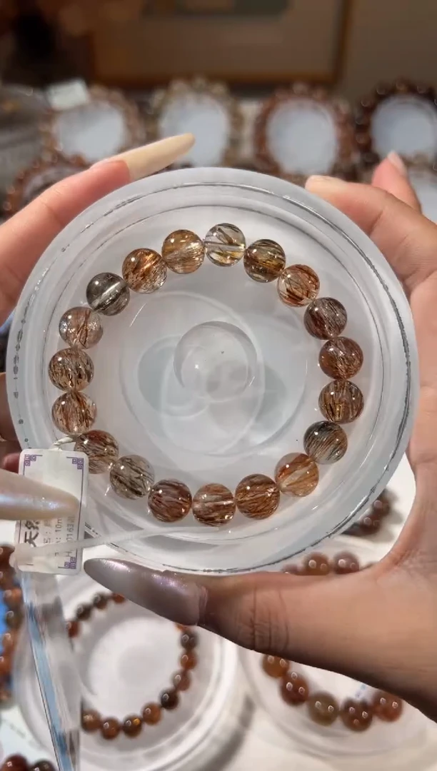 水晶手串未镶嵌黑金超七10+