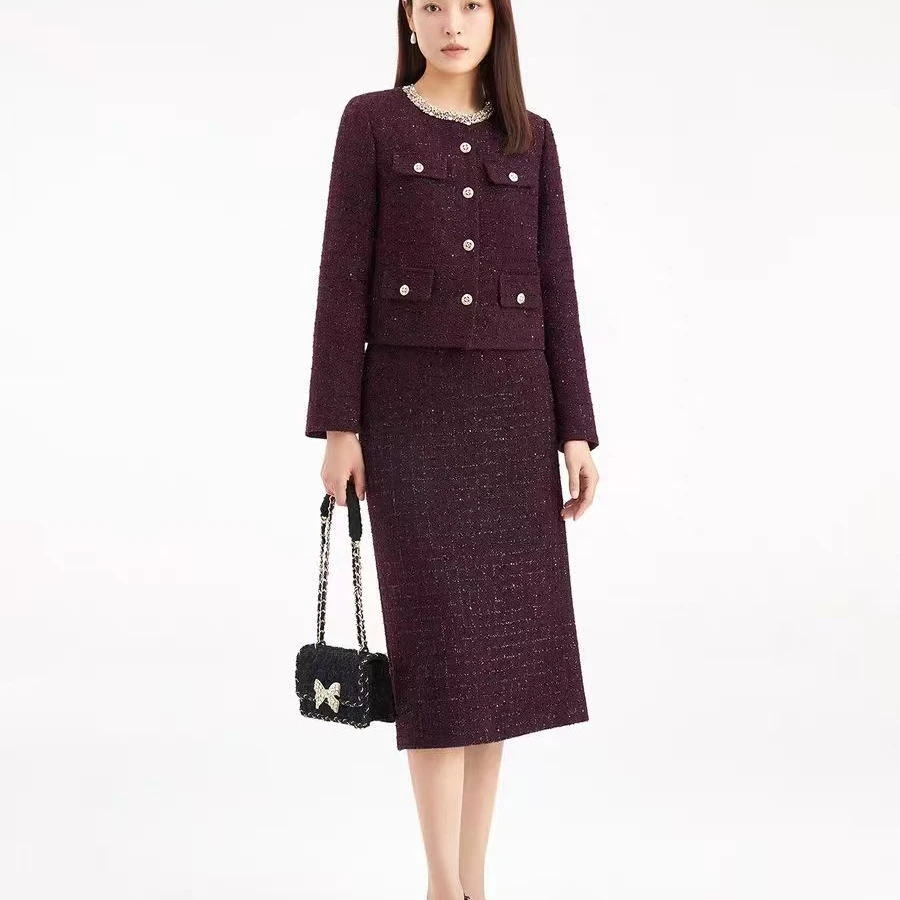 【珂】鹅绒套装小香风显瘦气质时尚名媛秋冬秋季粗花呢