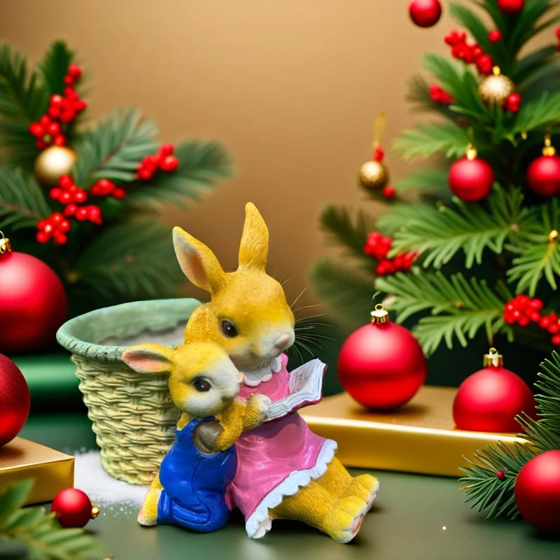 可爱兔子看书花盆花园多肉树脂摆件阳台庭院装饰品儿童幼儿园布置