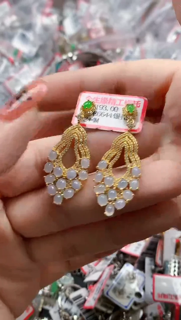 银S925镶嵌戒指翡翠天然A货缅甸翡翠