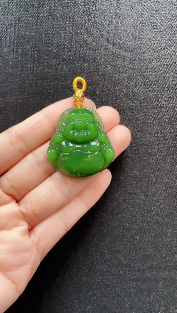 吊坠(赠链)18K金镶嵌和田玉多样性发一