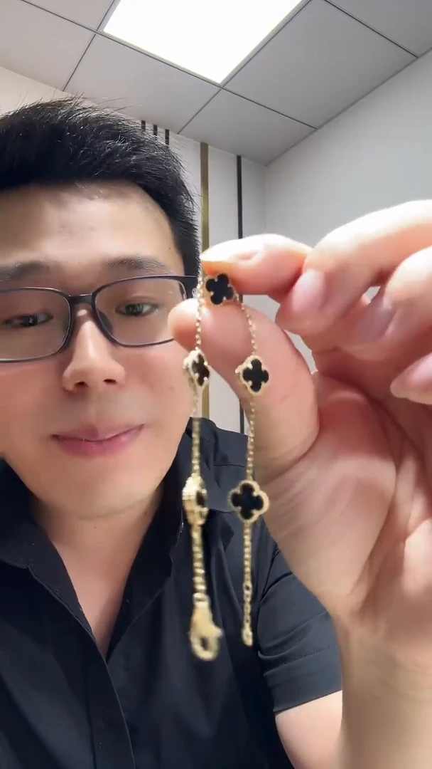 玛瑙/玉髓手链18K金镶嵌妺*黑色k黄，小号五花手链GHJ