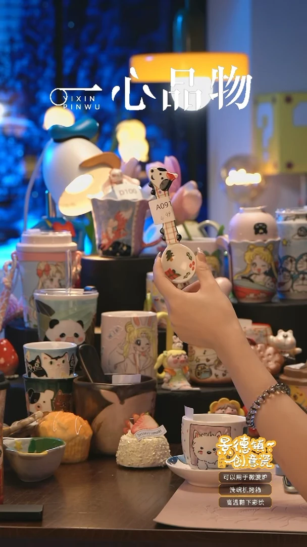 摆件A091景德镇手工手绘杯子摆件