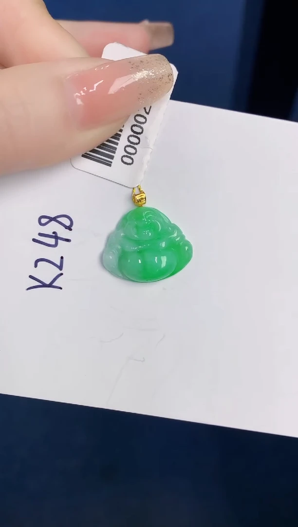 颈饰18K金镶嵌翡翠缅甸天然翡翠A货