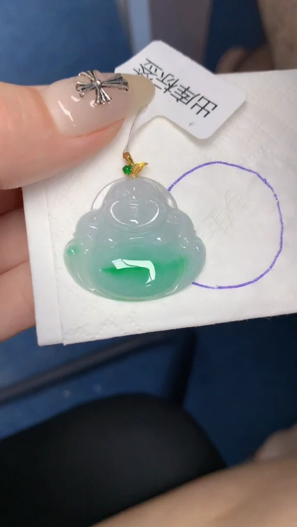 颈饰18K金镶嵌翡翠 天然缅甸翡翠a货百元以上9元证书费自理