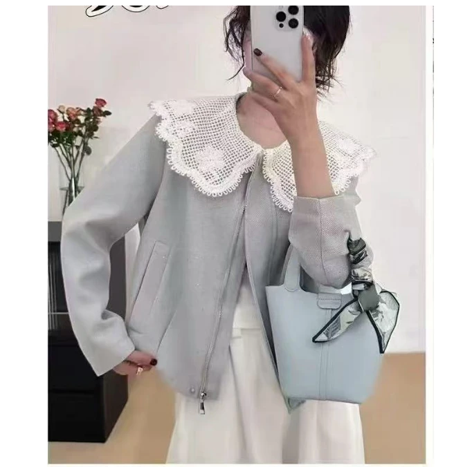 女春季薄款常规款3D翻领减龄时尚女装小香风HJ-1557