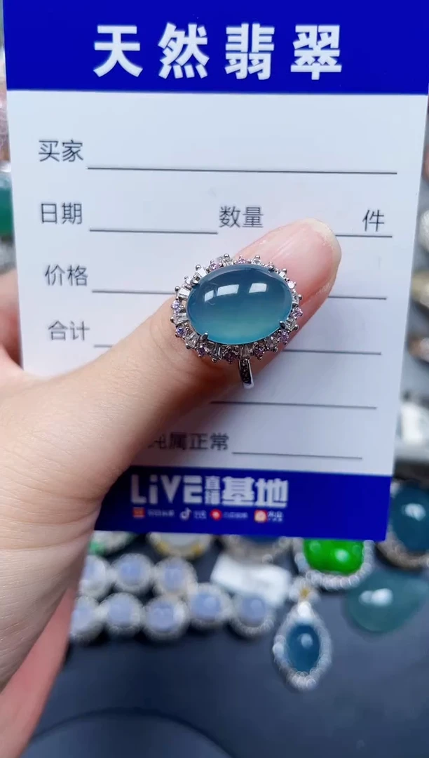 银S925镶嵌翡翠耳饰596