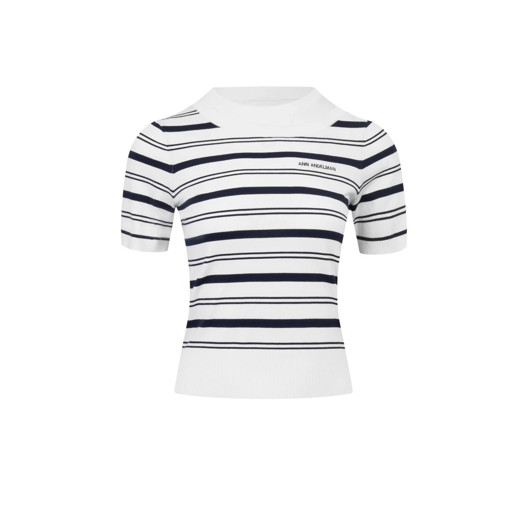 ANN ANDELMAN 25春夏 时尚经典条纹修身显瘦套头圆领短袖T恤