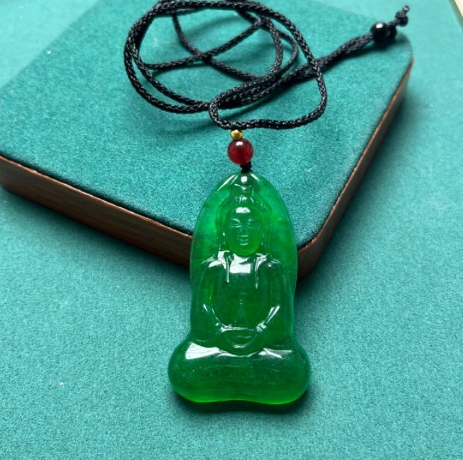 A1473满绿翡翠观音吊坠