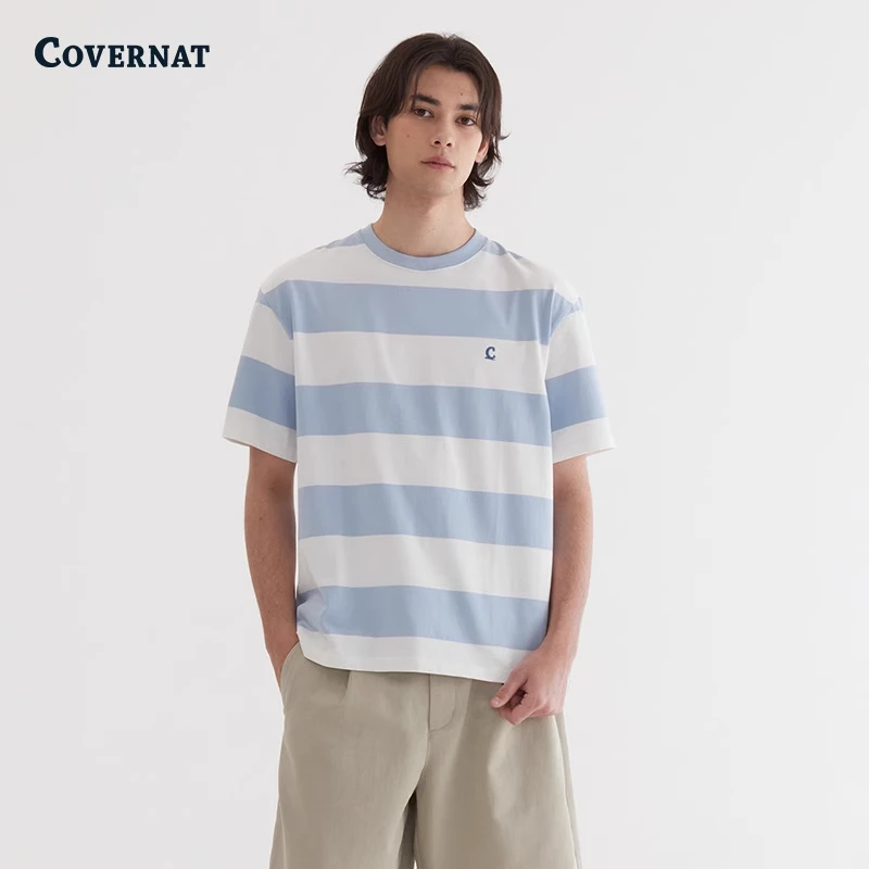 COVERNAT条纹短袖圆领T恤撞色休闲男士春夏简约经典CO2502ST06