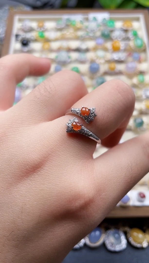 银S925镶嵌戒指翡翠1