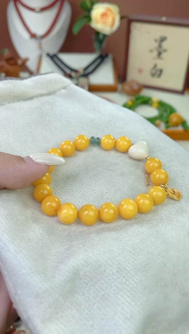 未镶嵌蜜蜡手链秋意浓9mm蜜蜡单圈