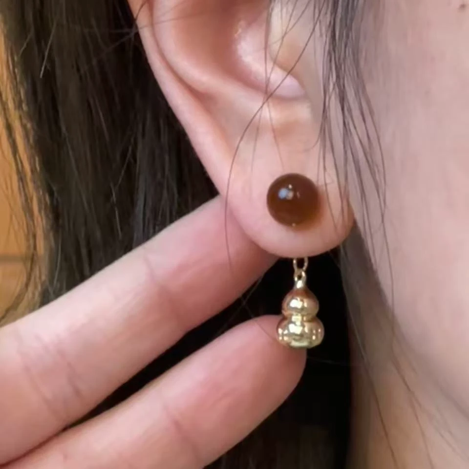 合金耳饰 葫芦后挂耳钉