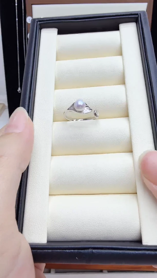 银S925镶嵌戒指淡水珍珠467