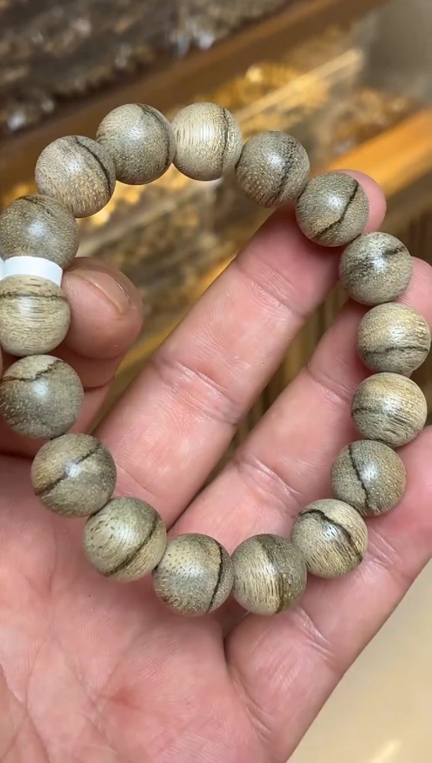 沉香手串 达拉干圆珠单圈虎皮纹1.3多样性发其一
