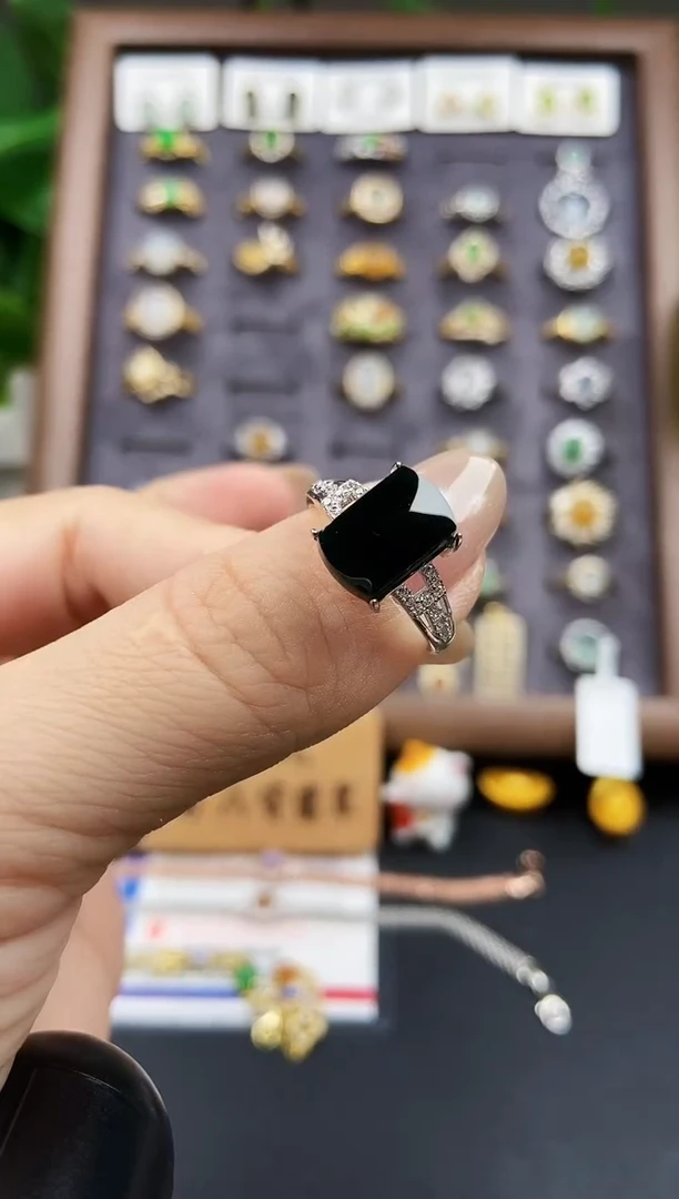 银S925镶嵌戒指翡翠12