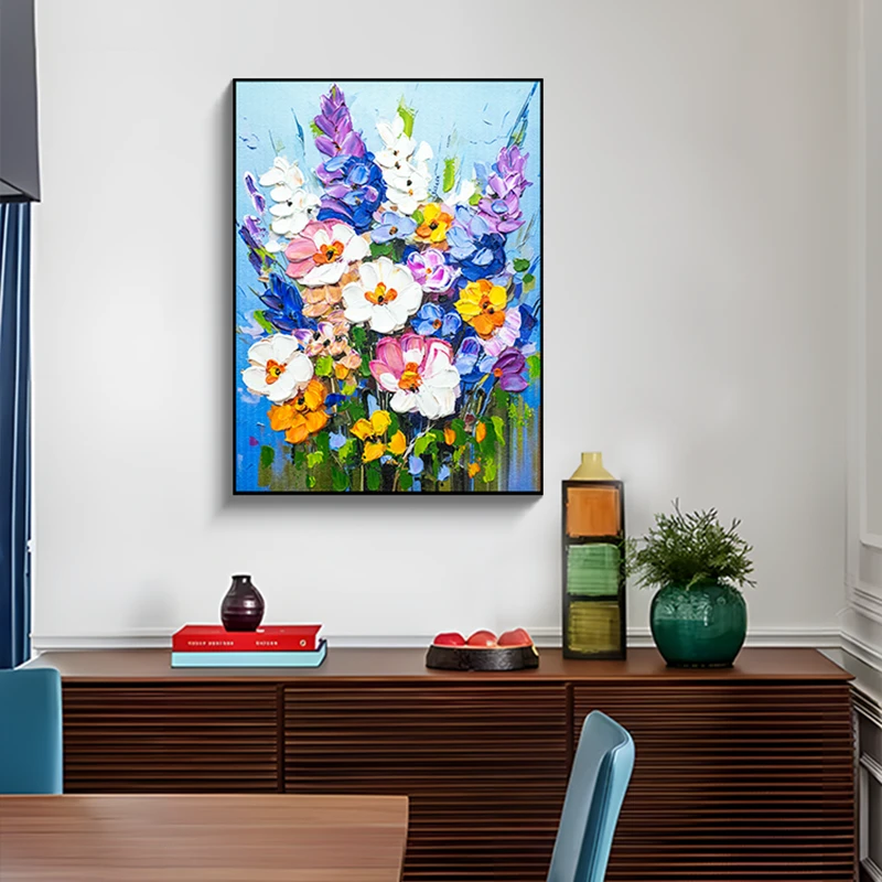 北欧风花卉高级客厅卧室装饰画温馨餐厅花束背景墙挂画花6080