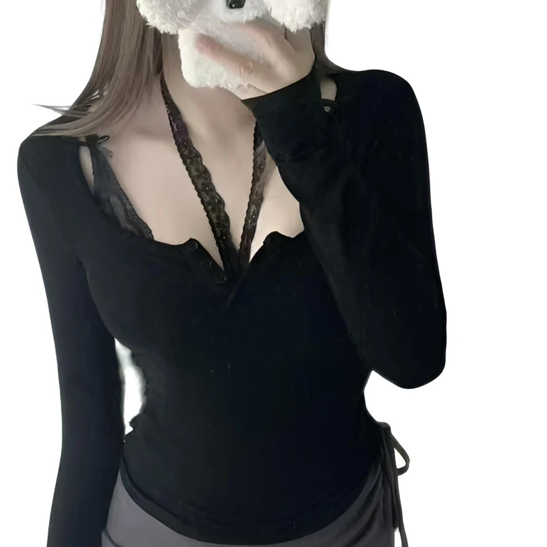 【蓉蓉专属】XS1747纯欲长袖t气质百搭显瘦性感修身