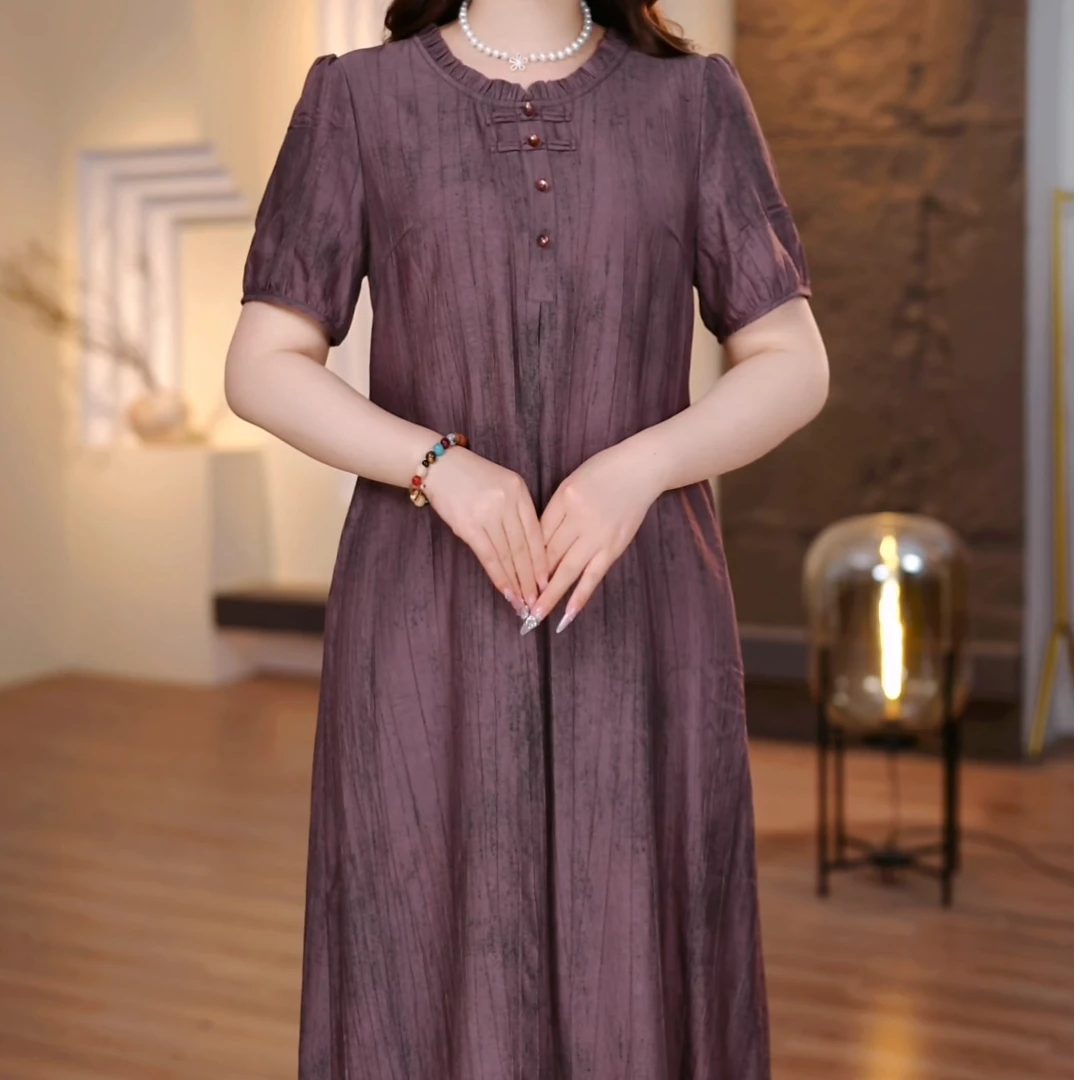 2025夏季新款连衣裙大码女装时尚连衣裙加肥加大遮肉显瘦裙（圆）