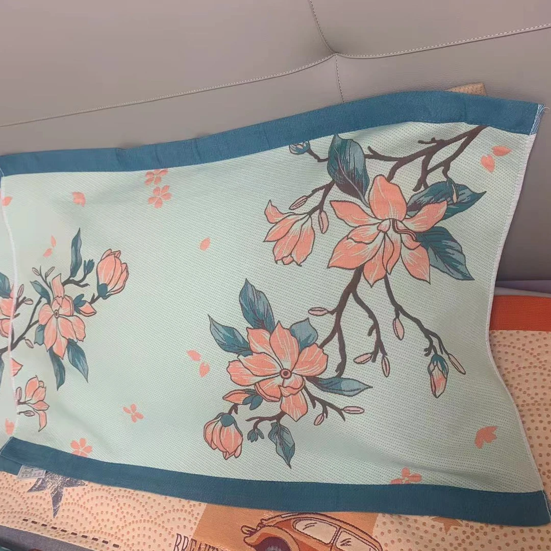牡丹花开纯棉枕巾