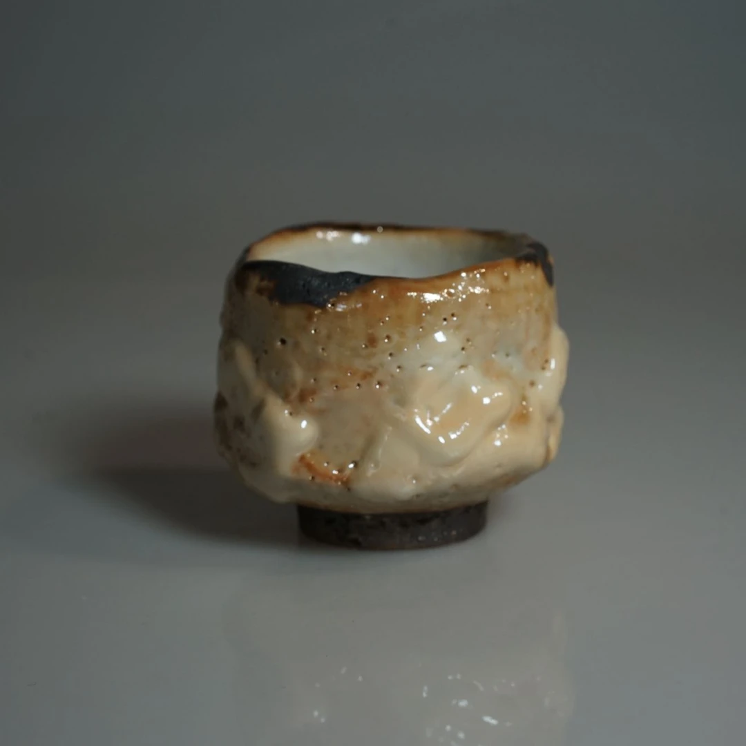 未名窑堆釉满金银彩志野主人95ml景德镇手绘陶瓷茶杯侘寂风茶器