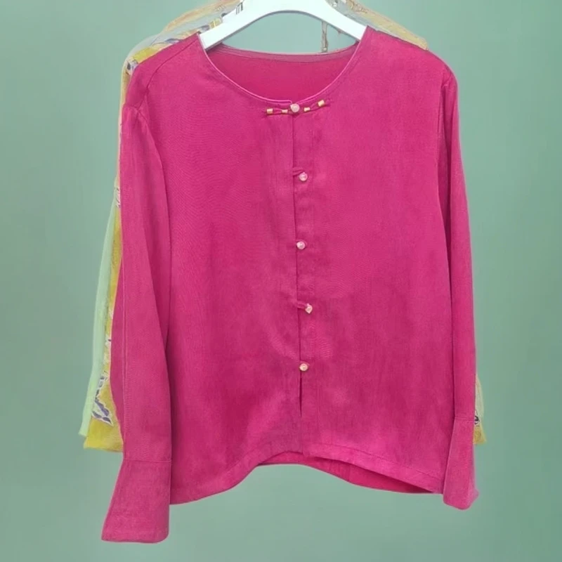 652【朱砂】砂洗大王锻古法工艺时尚高端气质百搭长袖上衣