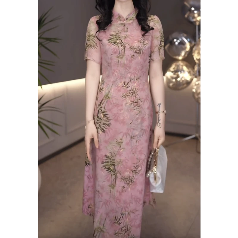 2025夏季新款中国风年轻日常减龄中式旗袍裙气质优雅修身连衣裙