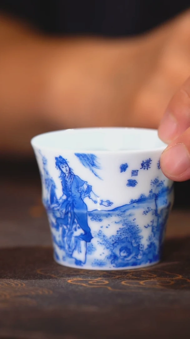 【铭墨朗谷】青花宝钗扑蝶杯