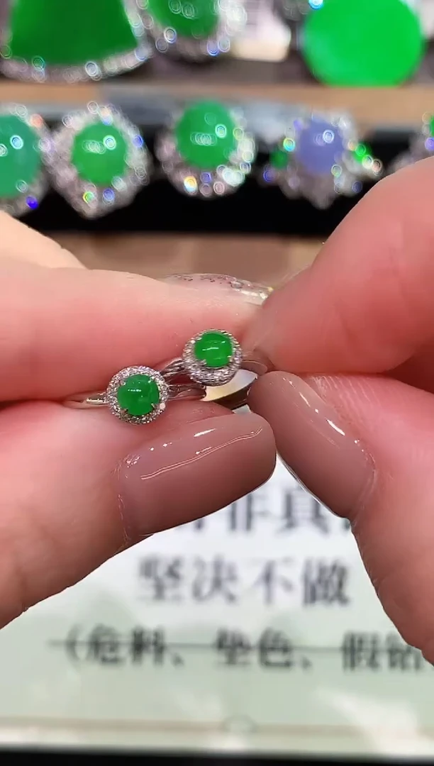 18K金镶嵌翡翠耳饰L1818多样性发其一