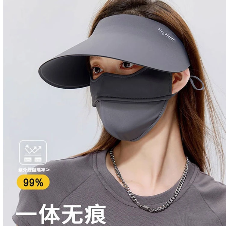 无痕防晒帽女新款大帽檐空顶夏款防紫外线一体遮阳帽可折叠太阳帽