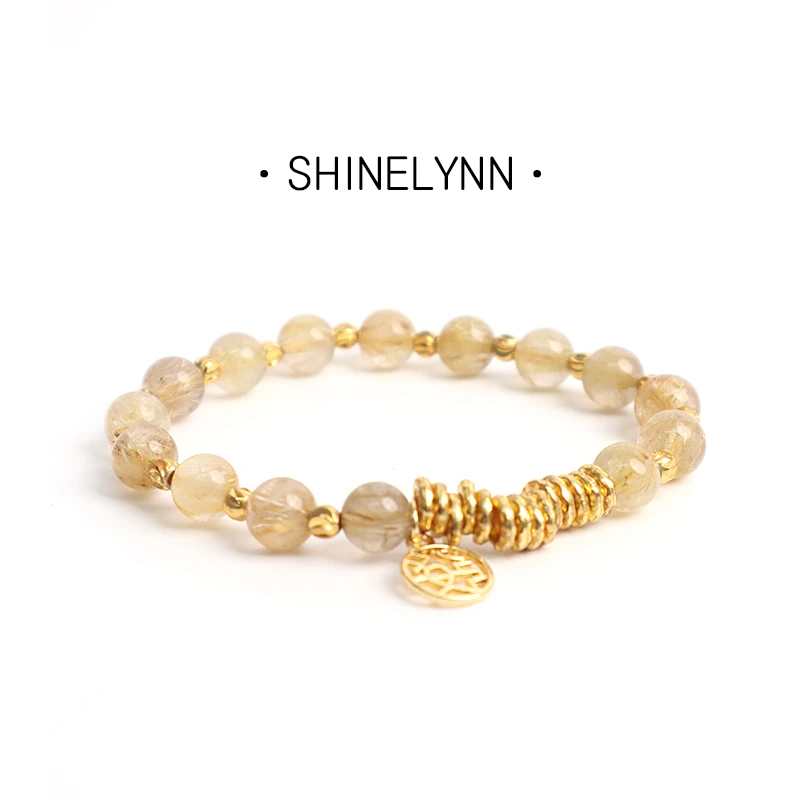 禧临Shinelynn/【丝金叠曜】新中式天然金发晶水晶招財喜土百搭时尚