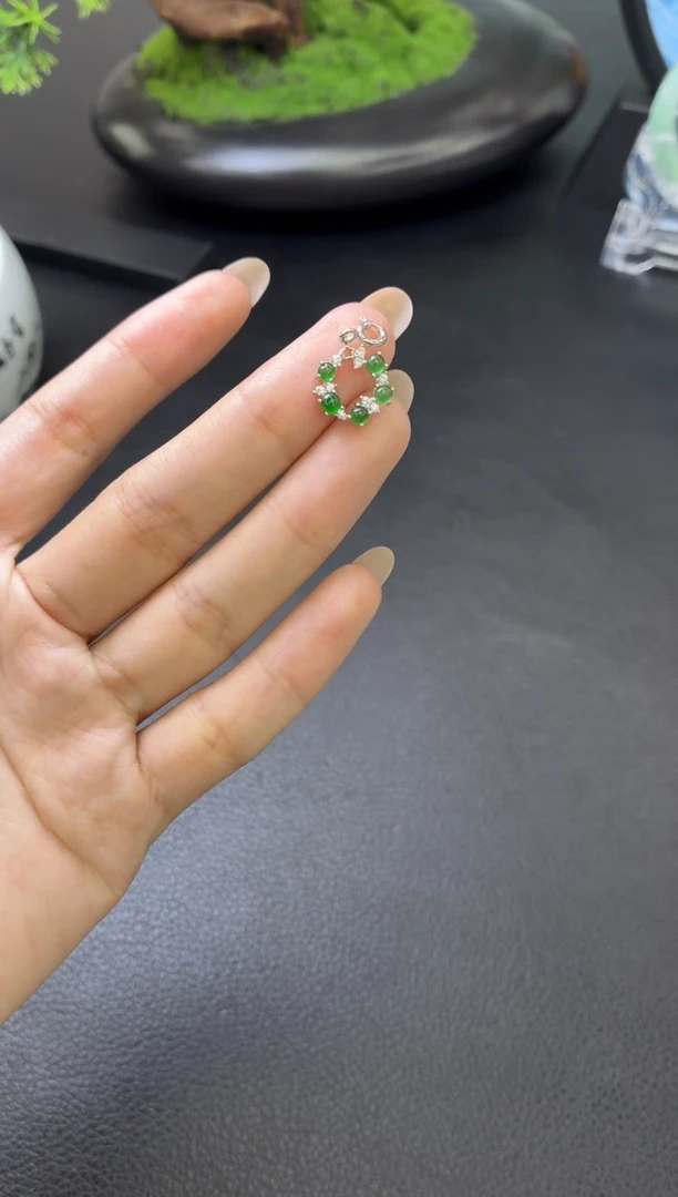 翡翠银S925镶嵌吊坠(不含链)吊坠