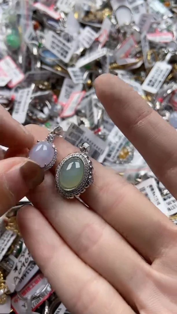 银S925镶嵌戒指翡翠10 10 10  6