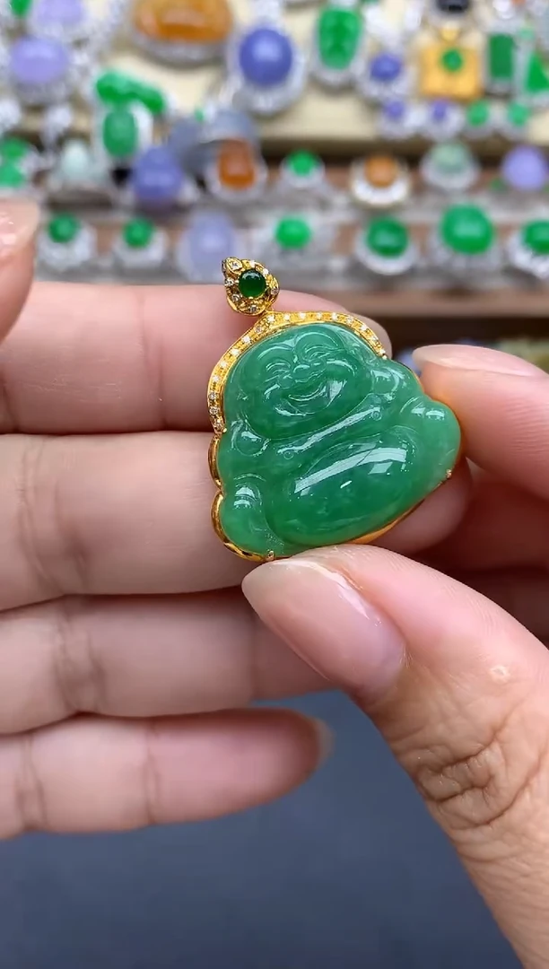 翡翠18K金镶嵌颈饰306-春日珠宝