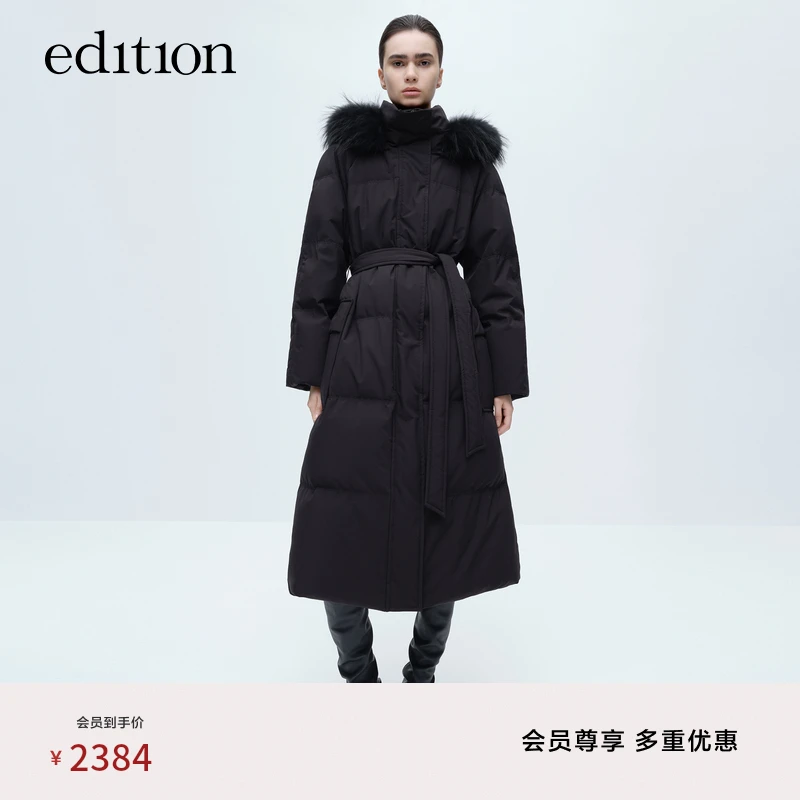【商场同款】edition冬款大毛领连帽长款羽绒服#EBC4EINK05