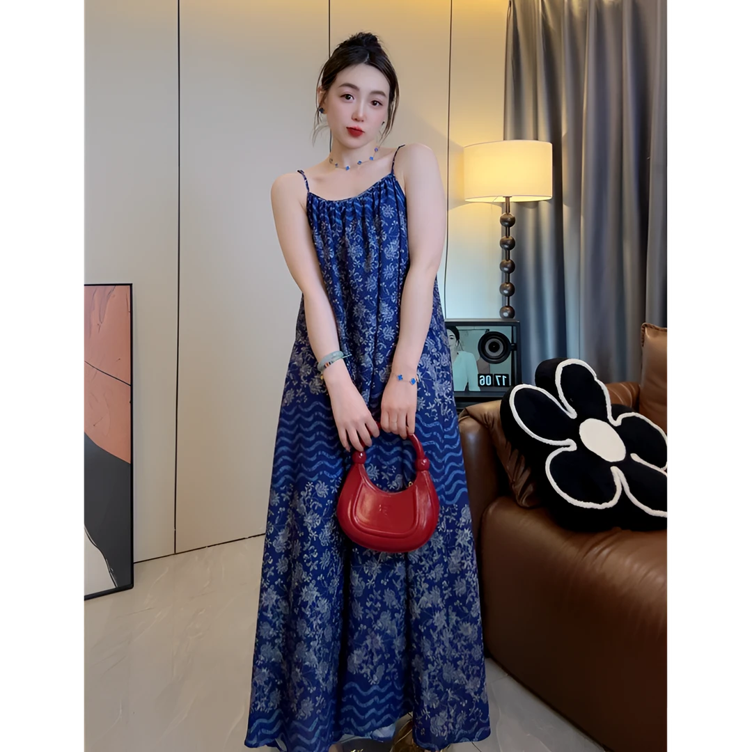 美式风一眼忘怀设计师款碎花吊带女连衣裙【维纳斯花】优雅并存 P96