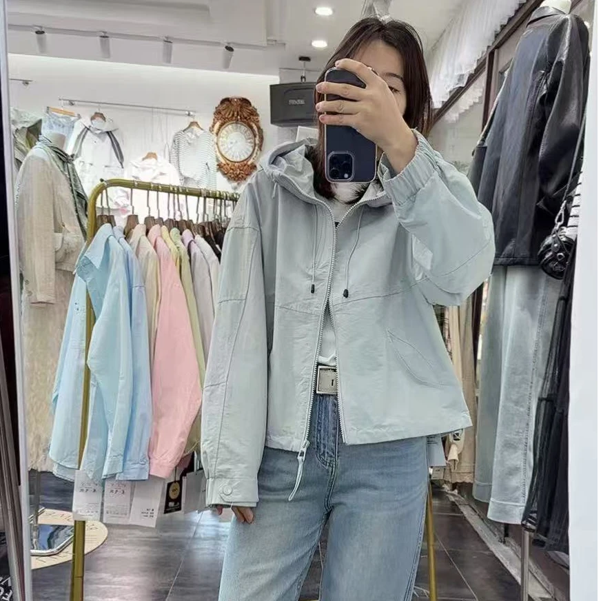 实体店磊春季热卖新款连帽双拉链设计外套上衣夹克宽松遮肉减龄潮