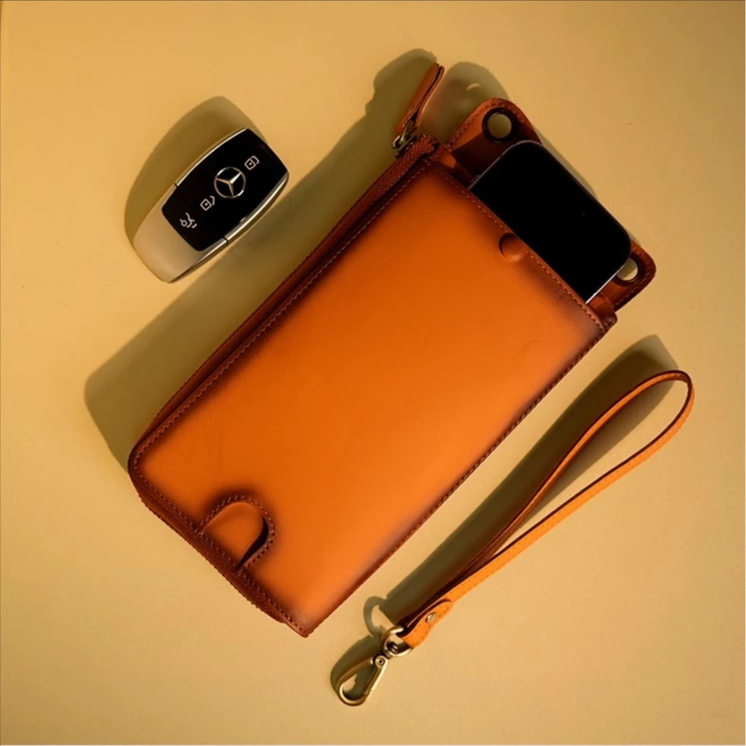 多功能复古头层牛皮真皮斜挎手机包迷你钱包潮流百搭手拿包