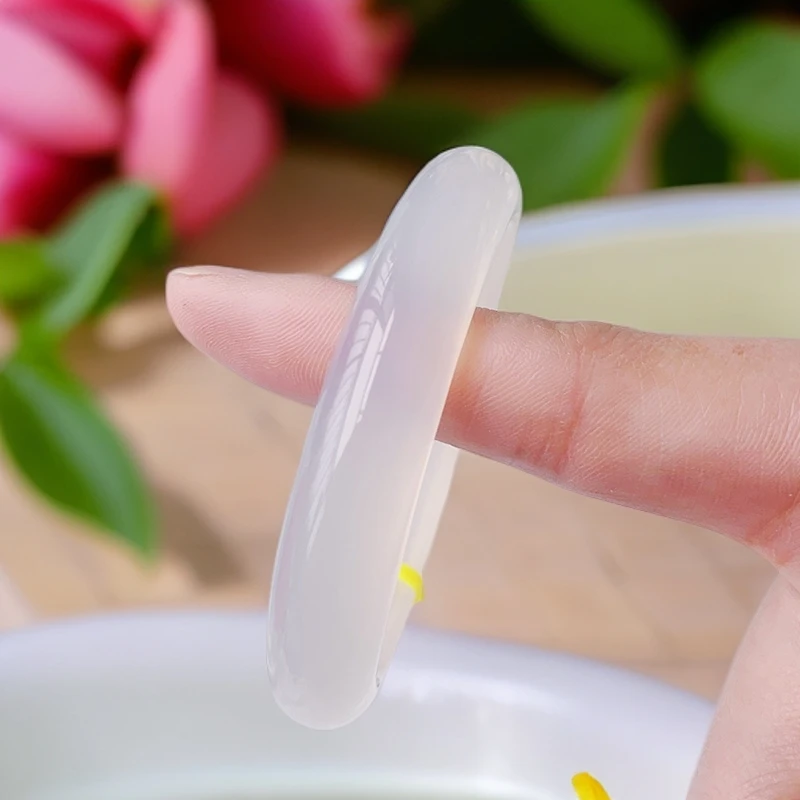 [配证书礼盒]天然白月光玛瑙玉髓手镯子冰透荔枝冻玉镯荔枝冻玛瑙