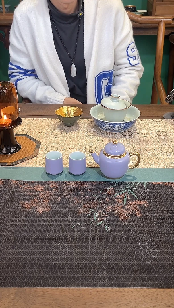 工厂直销直播间没有中间商赚差价，紫罗兰描金1壶2杯