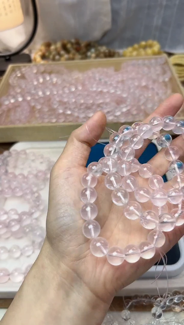 【闪购商品】水晶手串未镶嵌11+粉水晶30克左右单圈1351