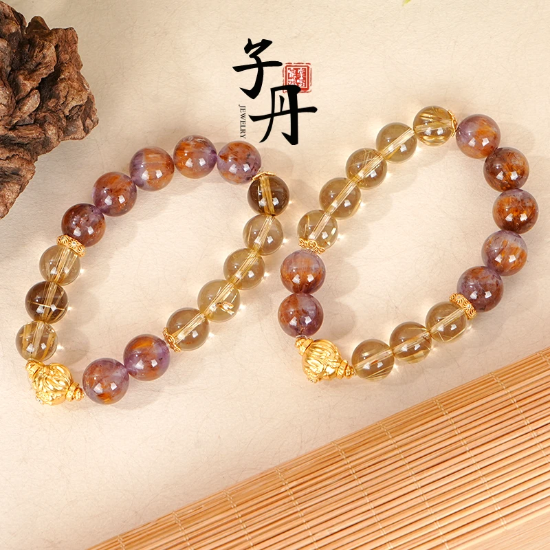 【仟佳珠宝】金发晶金紫钛配比手串（多样性发/发一条）C3-657