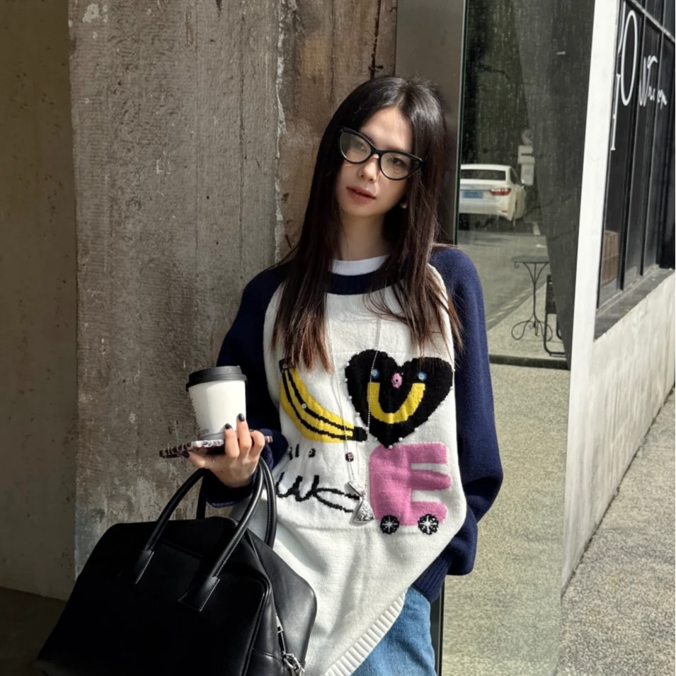 【妹妹专属】YANGHAIYANG 水果彩钻插肩袖毛衣