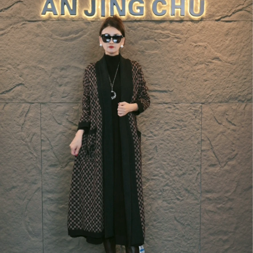 342  AN JING  CHU 秋冬季显瘦休闲简约针织宽松保暖外套连衣裙