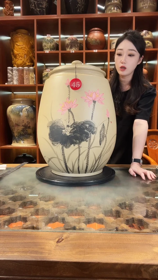 罐云南建水紫陶大号白泥缸@45