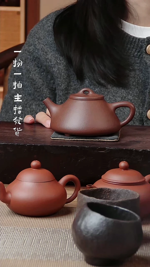 茶壶紫砂紫泥半手工子冶石瓢150cc