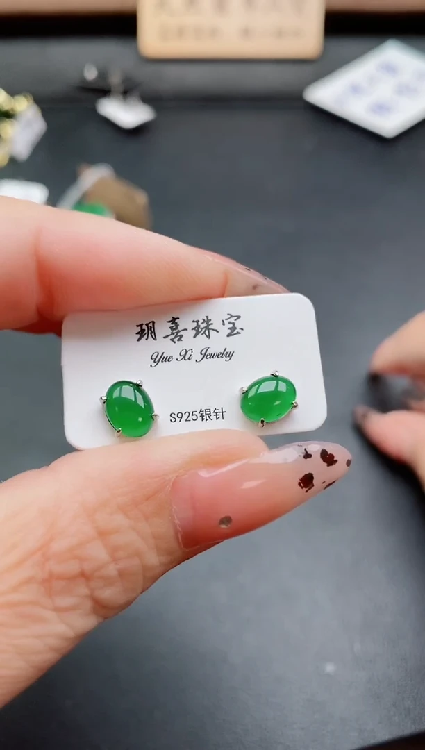 银S925镶嵌戒指翡翠1