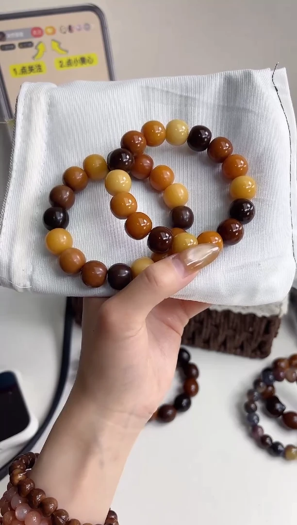 手串菩提根/象牙果沐t27二舅干磨栗子苹果12*14mm手串