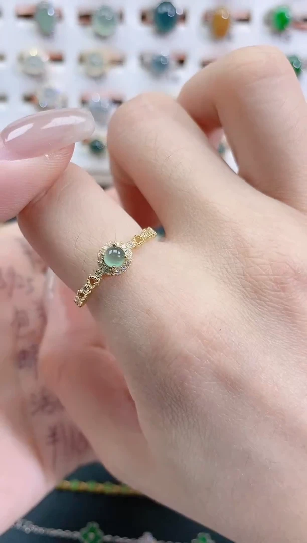 银S925镶嵌戒指翡翠天然翡翠